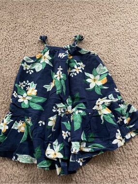 Old Navy Navy Floral Ruffle Sundress with Green & Yellow Accents